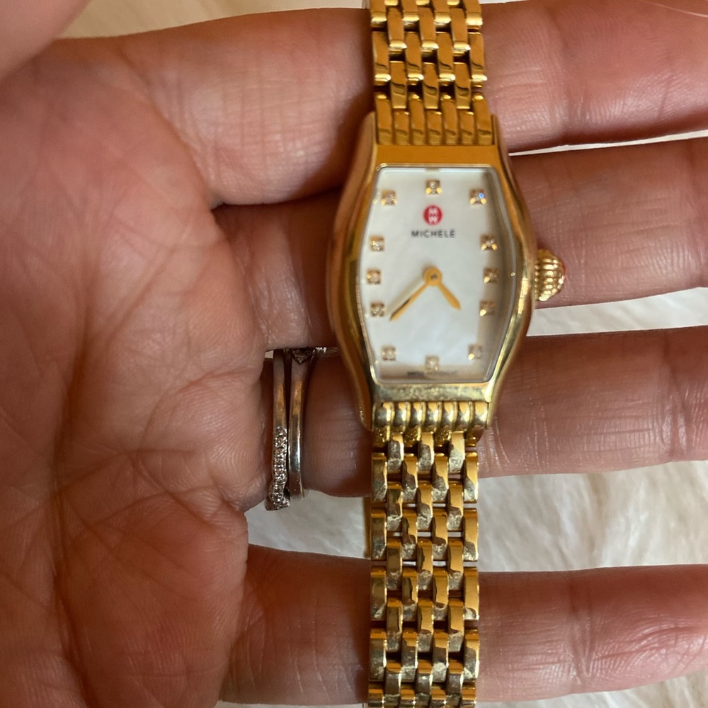 Authentic Michele Gold Deco Diamond Watch